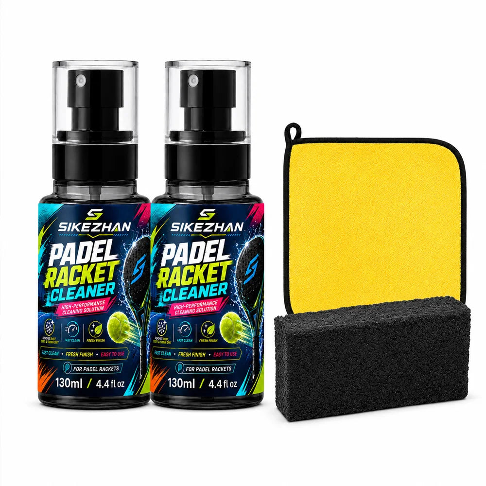 SIKEZHAN Padel Racket Cleaner Kit with 130ml Cleaning Spray Microfiber Cloth and Sponge for Racket Surface Care Sports Equipment Vue 260ml
