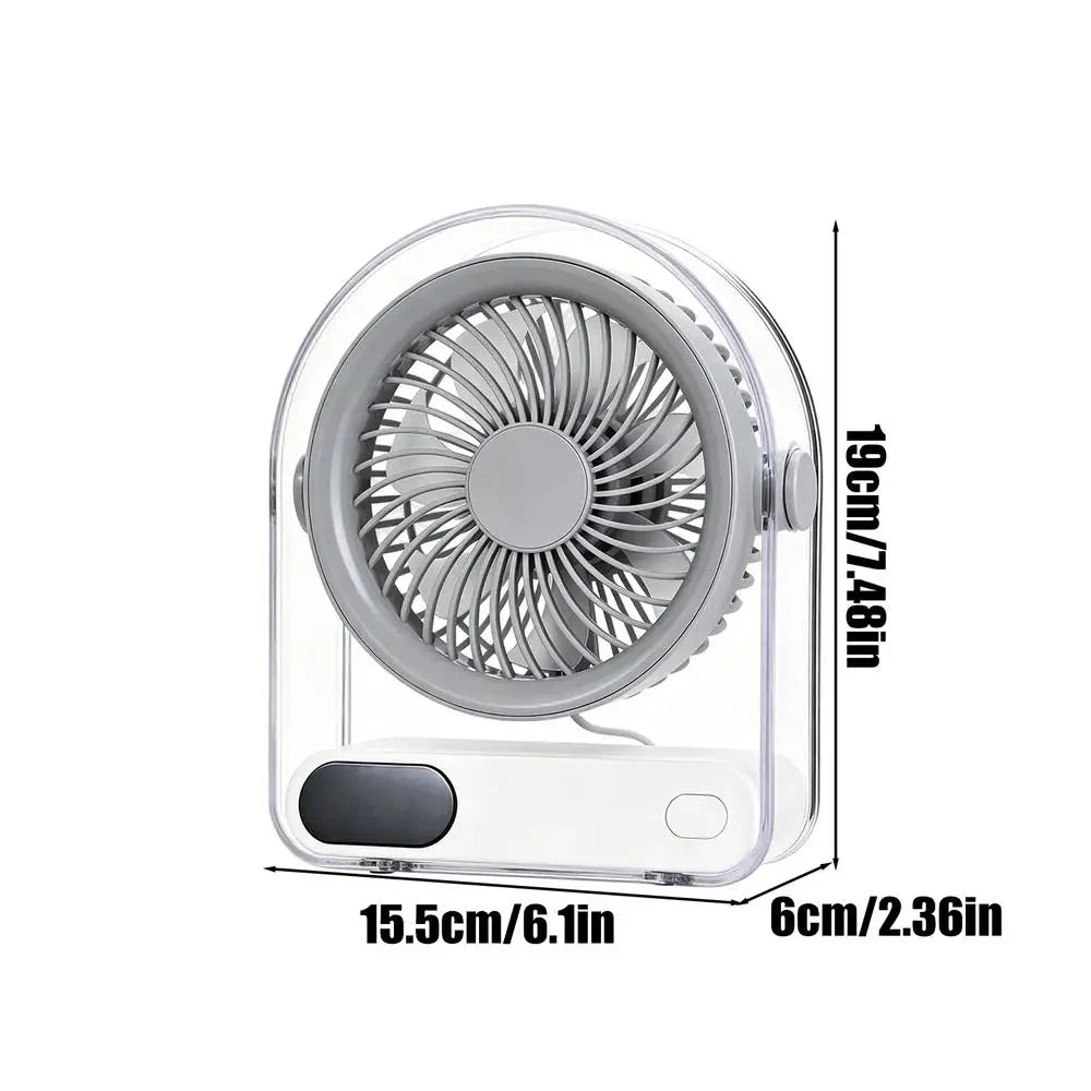 15.5x6x19cm Mini USB Desk Fan, 5-Speed Rechargeable Portable Table Fan with Digital Display, Quiet Personal Air Cooler For Home Vue B