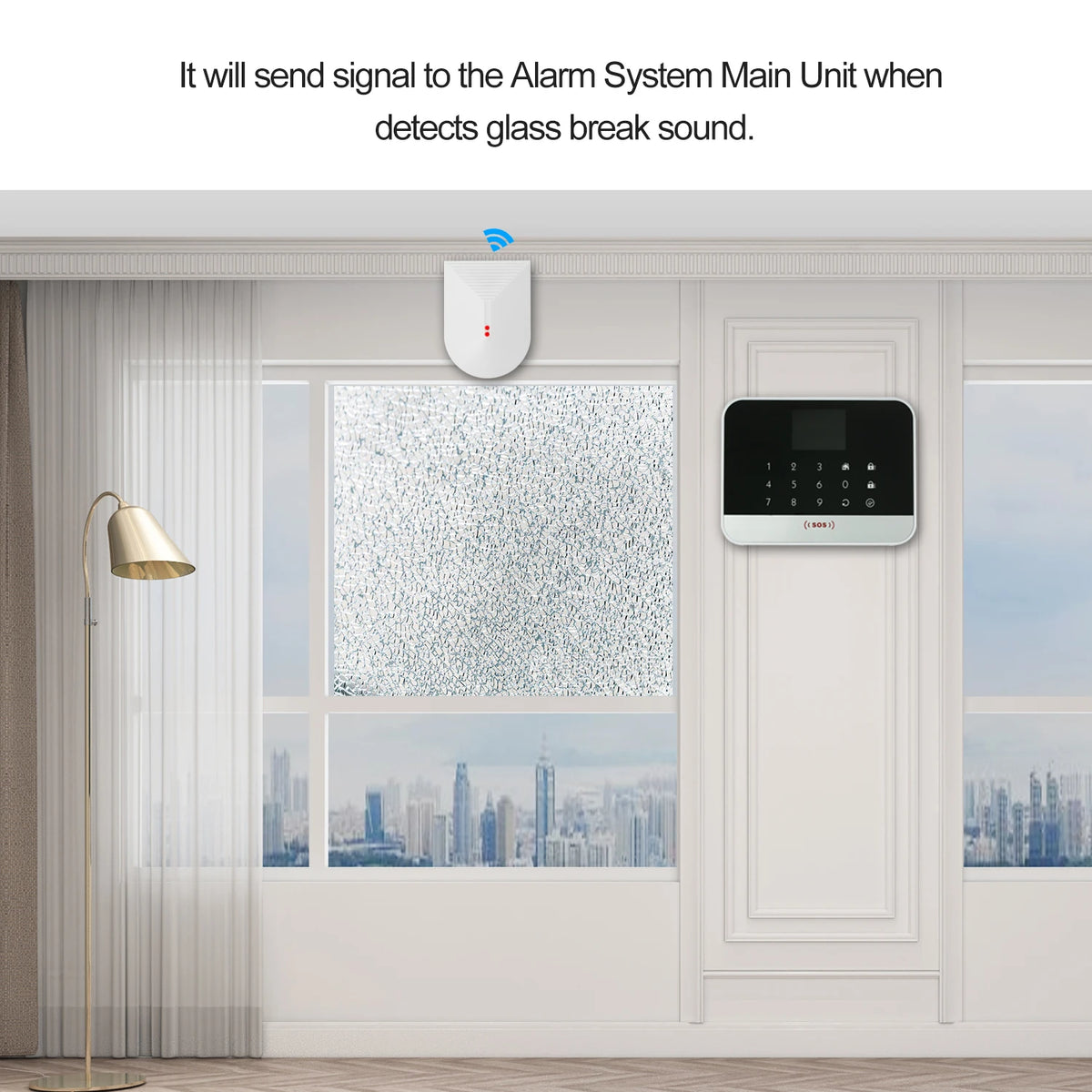 High Sensitive Wired Glass Break Sensor Glass Breakage Vibrator Wired Glass Break Shock Detector Home Alarm System Security Vue