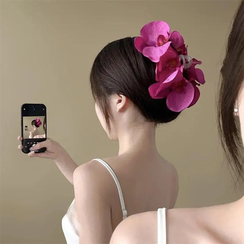 Spring Phalaenopsis Ombré Hair Clip Elegant Orchid Floral Hair Accessories Versatile High End Design for Photoshoot Vue