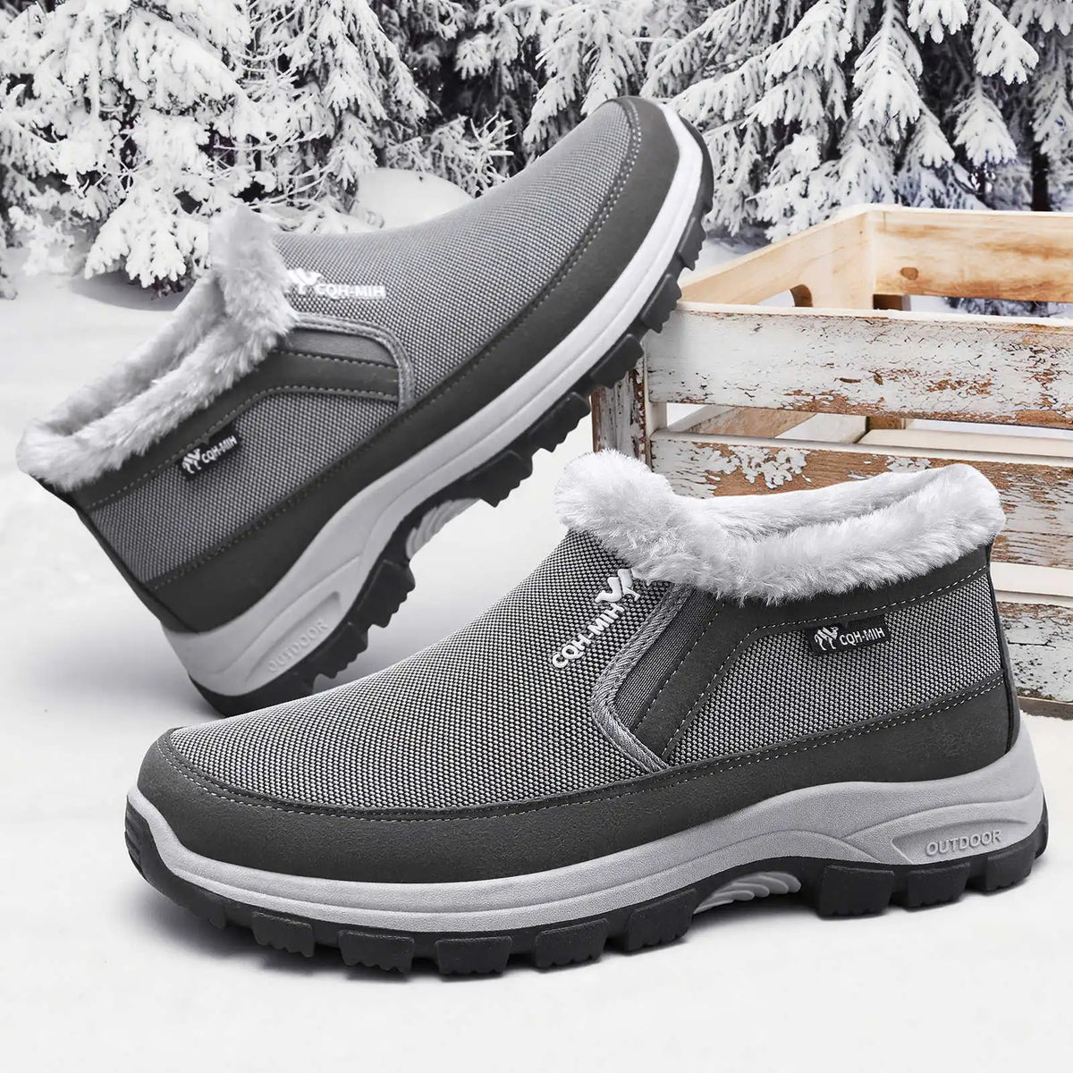 Men's Winter Fleece-Lined Slip-On Ankle Boots | Anti-Slip Men's Winter Boots Vue