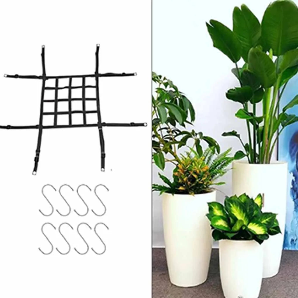 40x40cm Planter Lift Insert Net Djustable Height Plant Lift Net Hanger With 8 Hooks For Plant Flower Pots Containers Vue