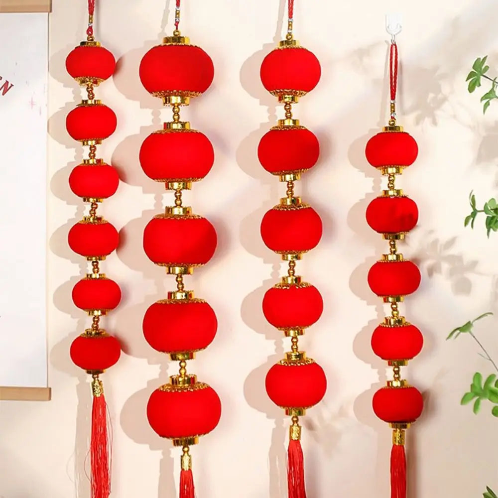 Chinese Style New Year Lantern String Fu Character Handmade Door Lantern Pendant with Tassels Traditional Vue