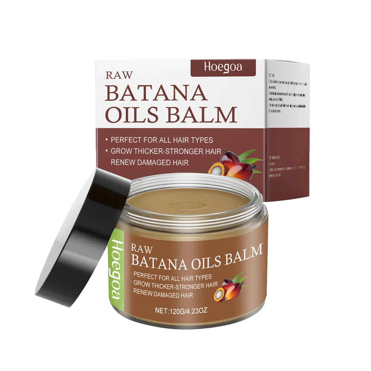 Hoegoa Batana Hair Nourishing Balm Improve Silky Thicker Curly Smoothing Frizz Repair Damaged Increase Growth Hair Conditioner Vue 120g boxed