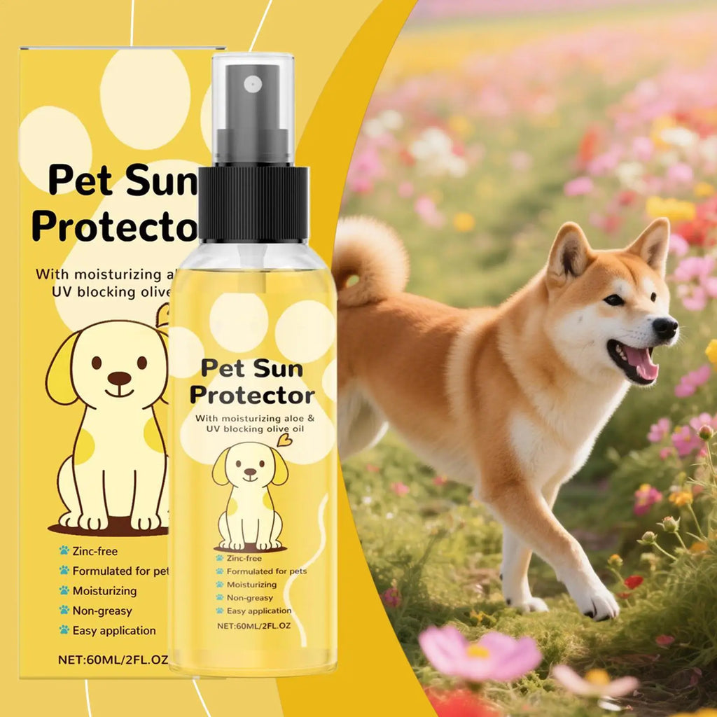 60ml Natural Dog Sunscreen Spray UV Protection Moisturizing for Hot Weather Outdoor Hiking Trip Swimming Beach Daily Pet Use Vue