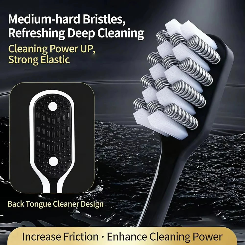 2Pcs Hard-bristled Cleaning Toothbrush Medium Hard Deep Cleaning Remove Tea Stain Plaque For Adult Vue