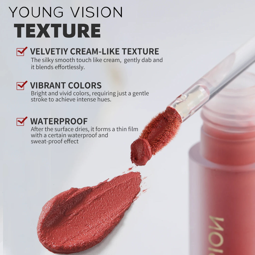YOUNG VISION 6-Color Matte Velvet Lip Gloss Silky Smooth, Long-Lasting Color Seductive Feminine Lip Makeup Vue
