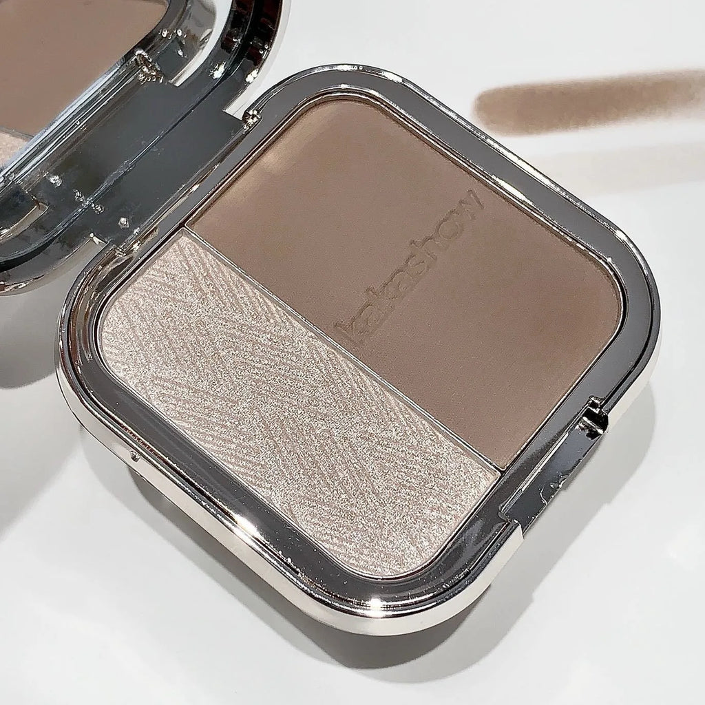 2-in-1 High-gloss Contouring 2-tone Matte Facial Brightening Three-dimensional Nose Shadow Eyeshadow Palette Korean-style Makeup Vue