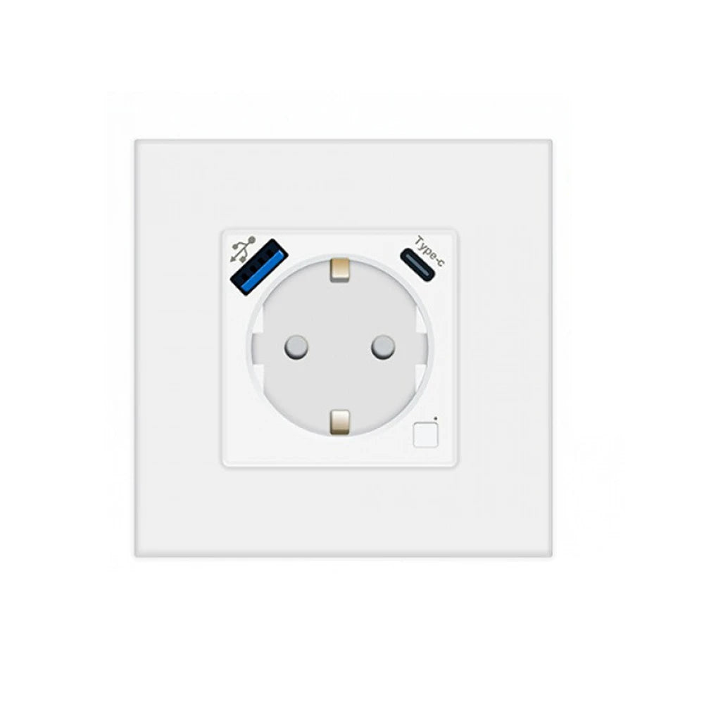 Tuya Type-C WiFi Smart Wall Socket Power Monitor USB-C EU Plug Outlet APP Wireless Remote Control Work with Alexa Google Home Vue