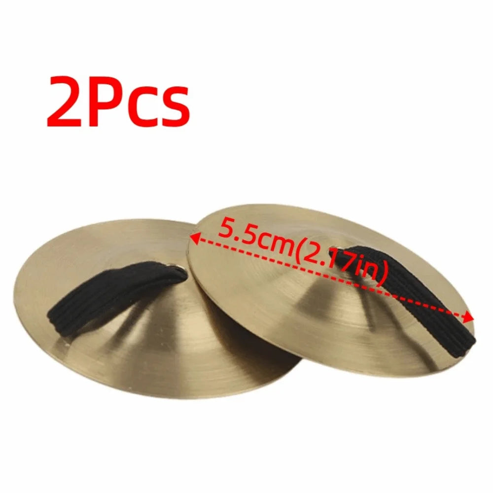 2Pcs Portable Finger Cymbal Traditional Professional Percussion Instrument Golden/Silver Mini Finger Dial Pads Vue