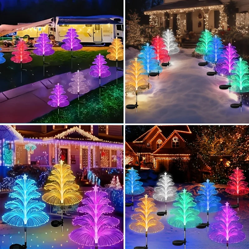 Solar Powered Fiber Optic Jellyfish LED Stake Lights, Color Changing Lights for Outdoor Patio Flower Bed Holiday Party Decor Vue Colorful 1ps