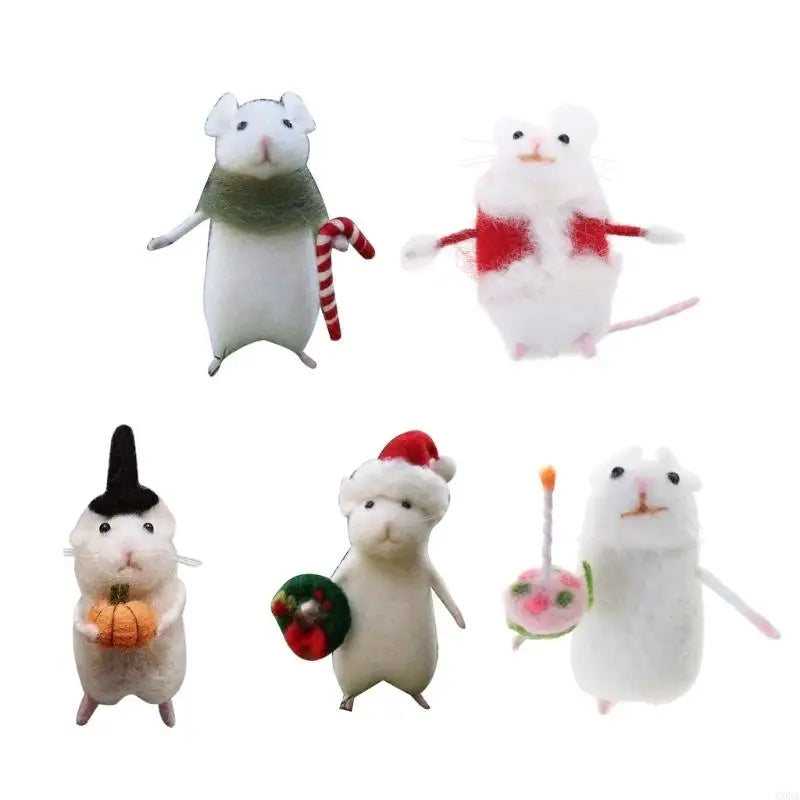Handmade Needle Felt Mouse Ornament – Halloween & Christmas Holiday Felt Ornament Vue