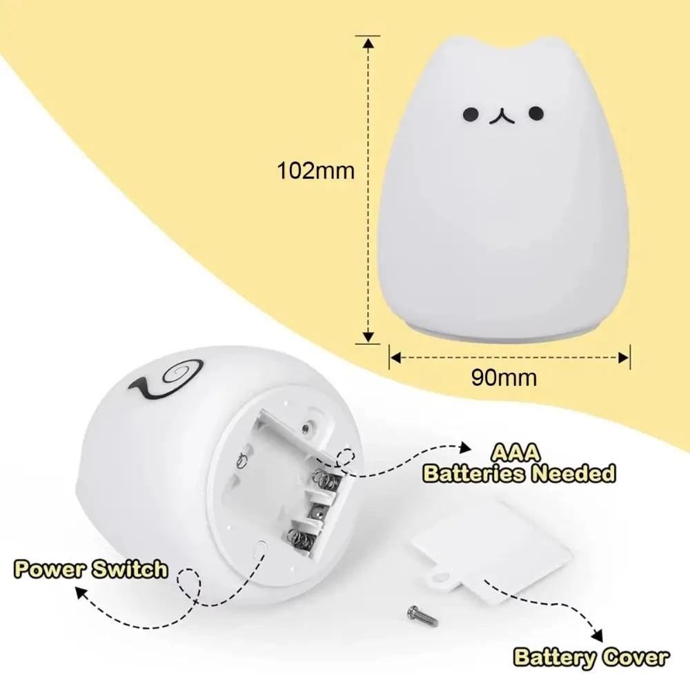 LED Colorful Cat Silicone Light Night Lamp Touch Sensor LED Colorful Night Light Animal Cat Ambient Lighting Indoor Sensor Lamp Vue