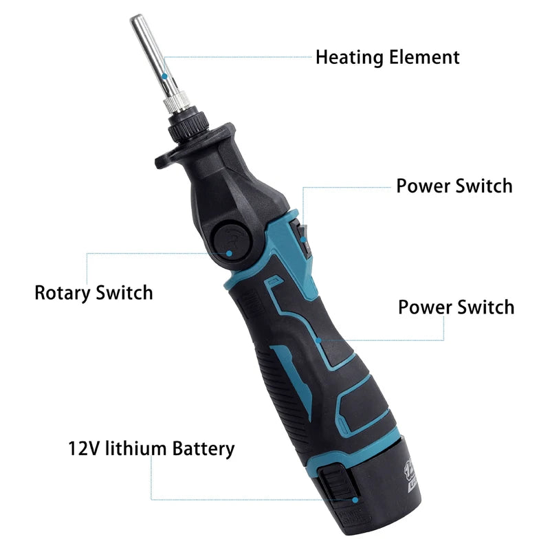 12V Lithium-Ion Electric Soldering Iron Adjustable Angle 0–90° Portable Constant-Temperature Solder Gun Welding Tools EU Plug Vue