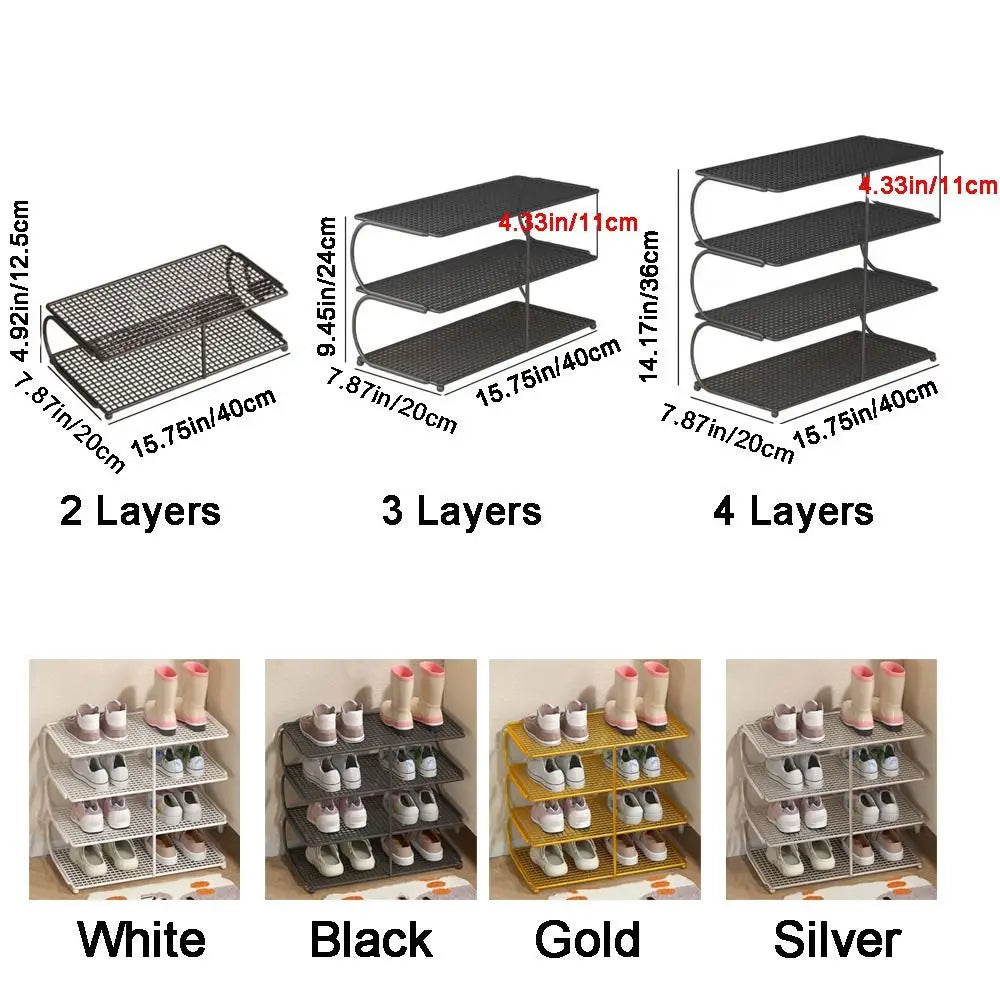 Durable Large Capacity Metal Shoe Rack Space Saving Iron Multi-layer Shoe Rack Simple Kitchen Shelf Bedroom Vue