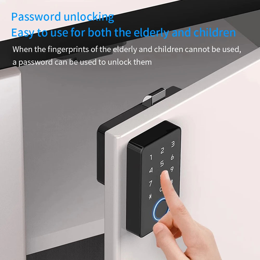 Fingerprint Smart Drawer Cabinet Invisible Lock Tuya APP Ic Card Unlock No-Hole Cabinet Furniture Electronic Keyless Sensor Lock Vue