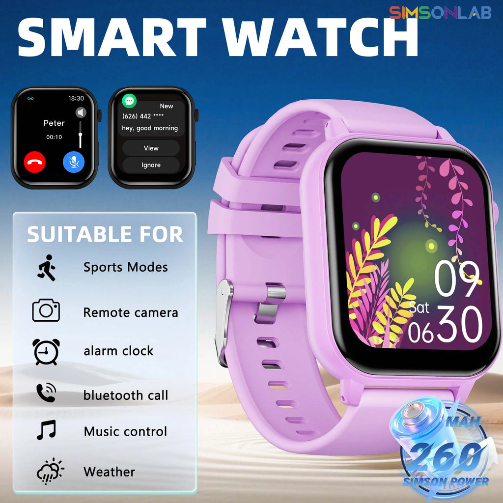 New Fashion Smartwatch with 1.83 inch Screen Wireless Call Music Player Message Push Flashlight Smart Voice for Men Women Gift Vue