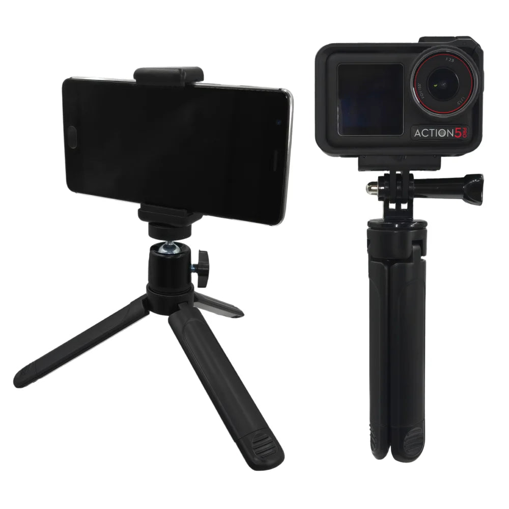 Extendable Mini Tripod Stand 1/4" Screw Mount for DJI Osmo GoPro Insta360 Action Camera Phone Desktop Tripod for Vlog Live Strea Vue