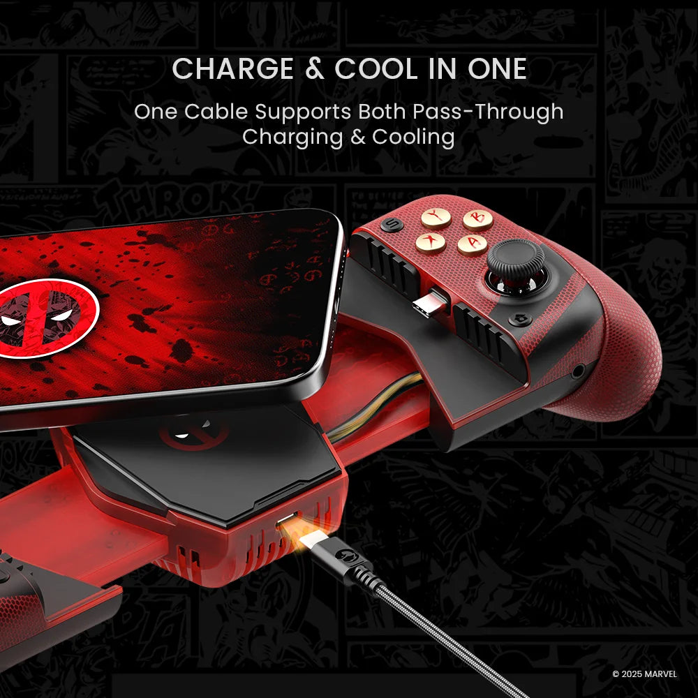 GameSir X3 Pro Deadpool Edition for iPhone 16/15 Series Android Phone Marvel Licensed Mobile Gamepad with Integrated Cooler Vue