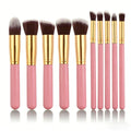 Makeup Brush 10pcs Foundation Make-up Brush Suitable for Powder Blusher Eye Shadow Repair Powder Cosmetics Black Beauty Tools Vue Pink-Gold