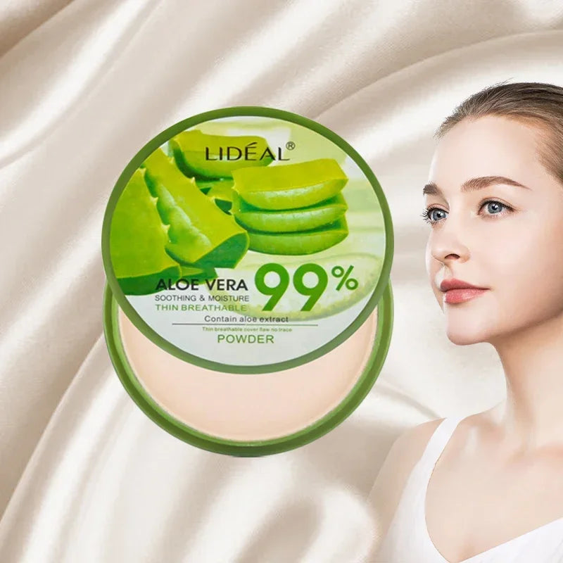 99% Aloe Vera Moisturizer Face Powder Smooth Foundation Pressed Powder Makeup Concealer Pores Cover Whitening Brighten Cosmetics Vue