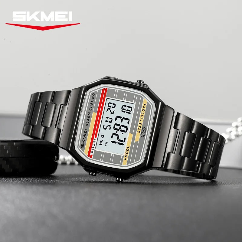 SKMEI 2514 Retro Digital Men's Watch – Stainless Steel, 30M Digital Men's Watch Vue