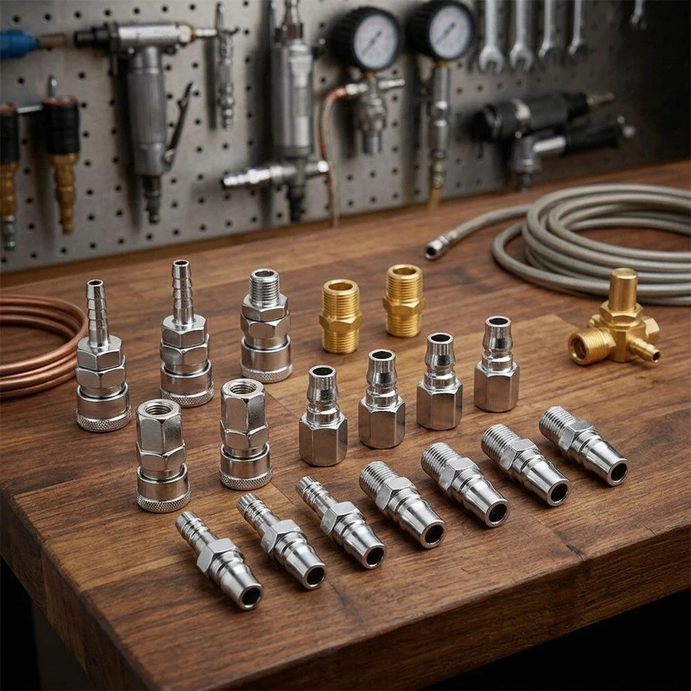 18-Piece Pneumatic Quick Connect Fitting Set | Air Hose Couplings Pneumatic Fitting Set Vue