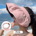 Foldable Sun Hat for Women Summer Wide Brim Breathable Polyester Beach Cap Convertible Headband Outdoor Travel Hat Vue Pink 5PCS