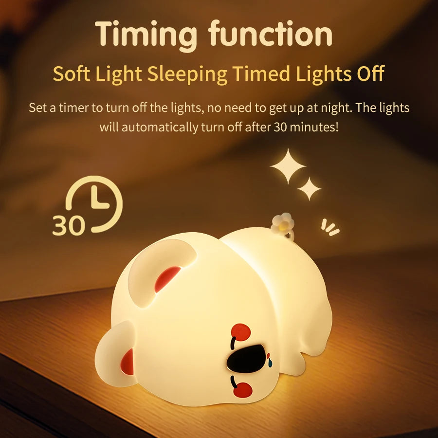 Cute Animal Led Night Light Bedroom Bedside Table Lamp for Nursery Toddler Kids Toy Birthday Gifs Silicone Rechargeable Portable Vue