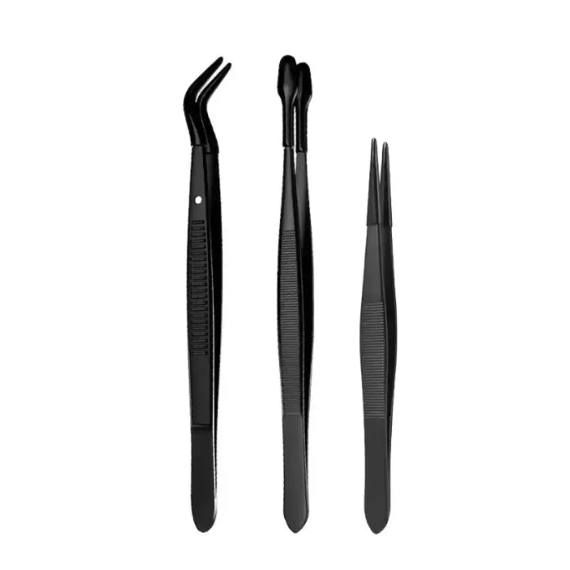 2/3/5Pcs Tweezers With Rubber Tips Stamp Clip False Eyelash Tweezers Rubber PVC Flat Tip Bent Tip Tweezers Clamping Tool Vue 3Pcs