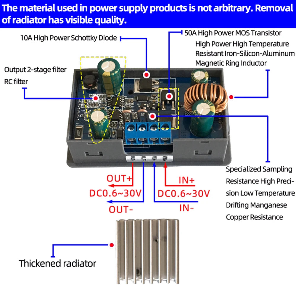 CNC DC DC Buck Boost Converter CC CV 0.6-30V Power Module Adjustable Laboratory Regulated Step-Down Step-Up Power Supply Module Vue Default Title