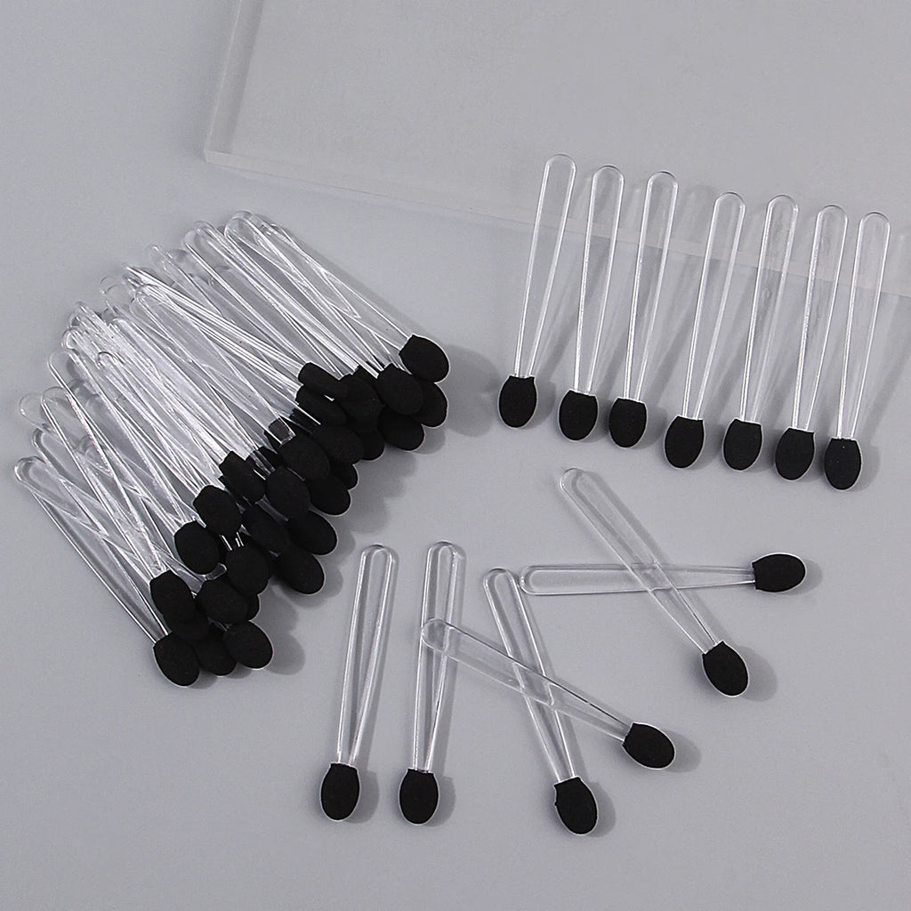 50PCS Mini Single-Head Sponge Eyeshadow Brush, Even Coloring, Multi-Purpose Beginner's Eye Makeup Tool Vue black