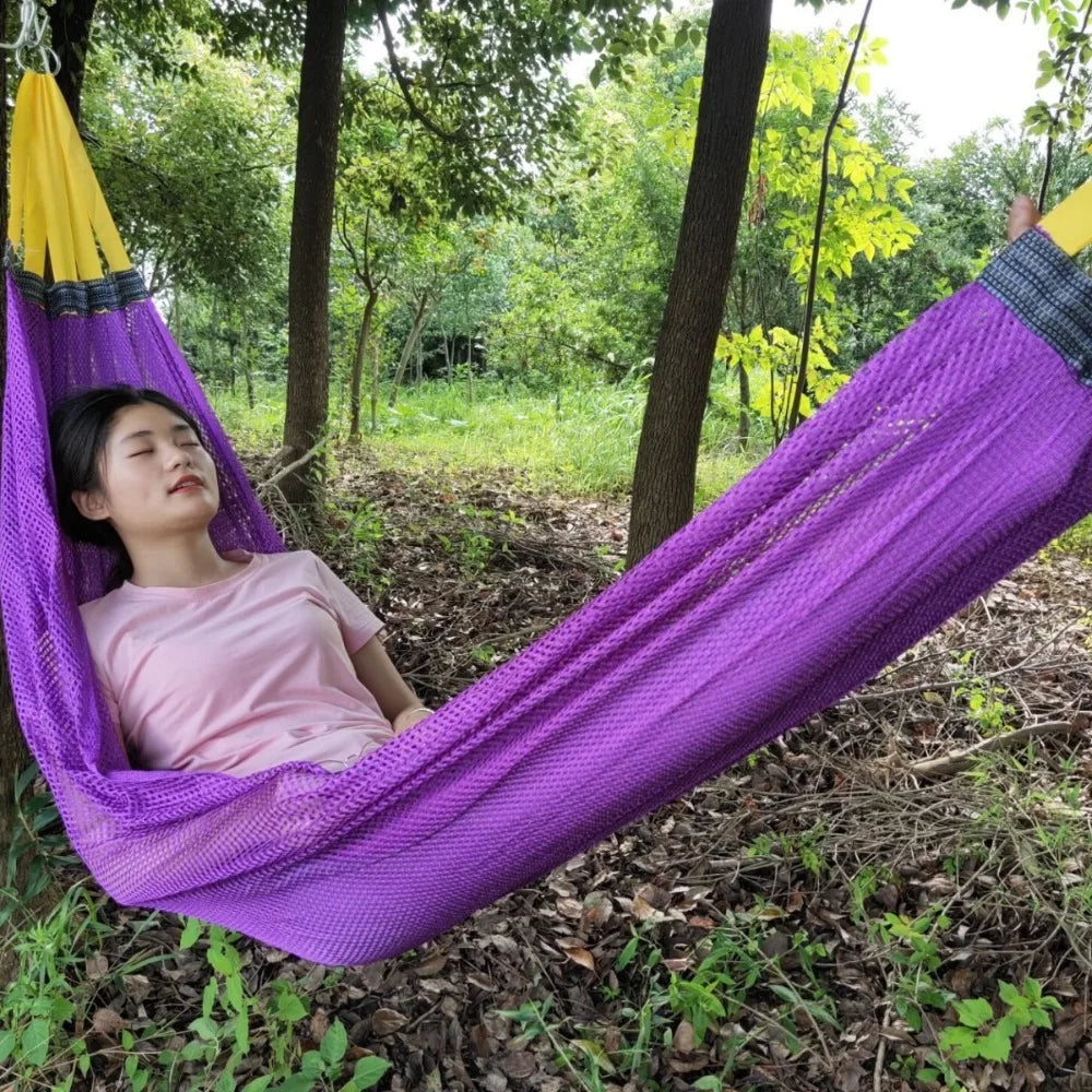 Portable Ice Silk Mesh Hammock Load-bearing 200KG With Storage Bag Leisure Swing Single Wide Hanging Bed Garden Vue