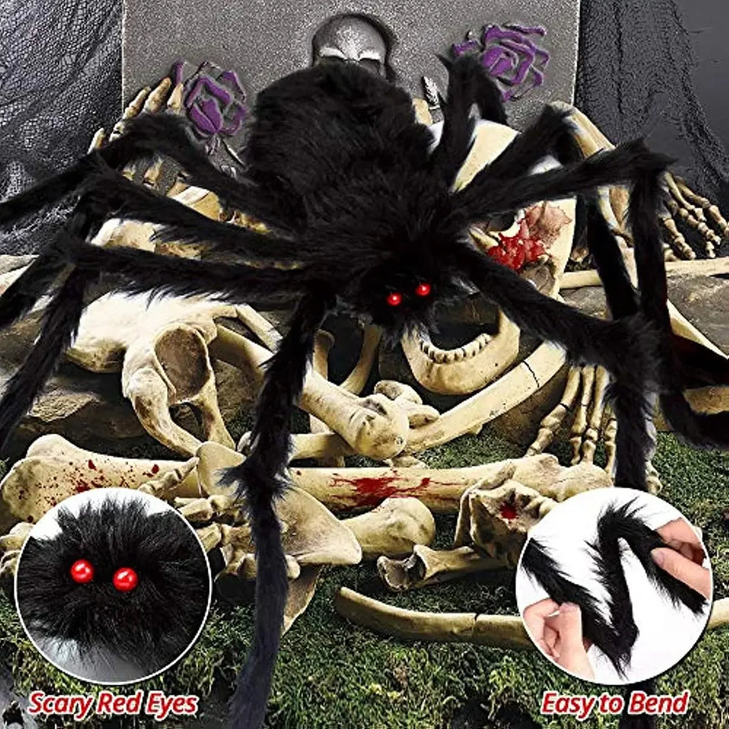 30cm/50cm/75cm/90cm/125cm/150cm/200cm Black Scary Spider Halloween Decor Haunted House Prop Indoor Outdoor Giant Decor Ornament Vue