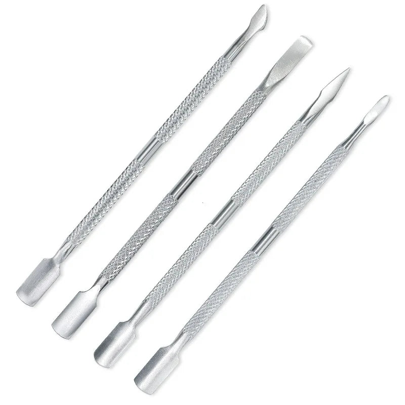 Professional Stainless Steel Dual-Ended Cuticle Pusher - Nail & Dead Skin Remover for Manicure and Pedicure - Essential Nail Art Vue