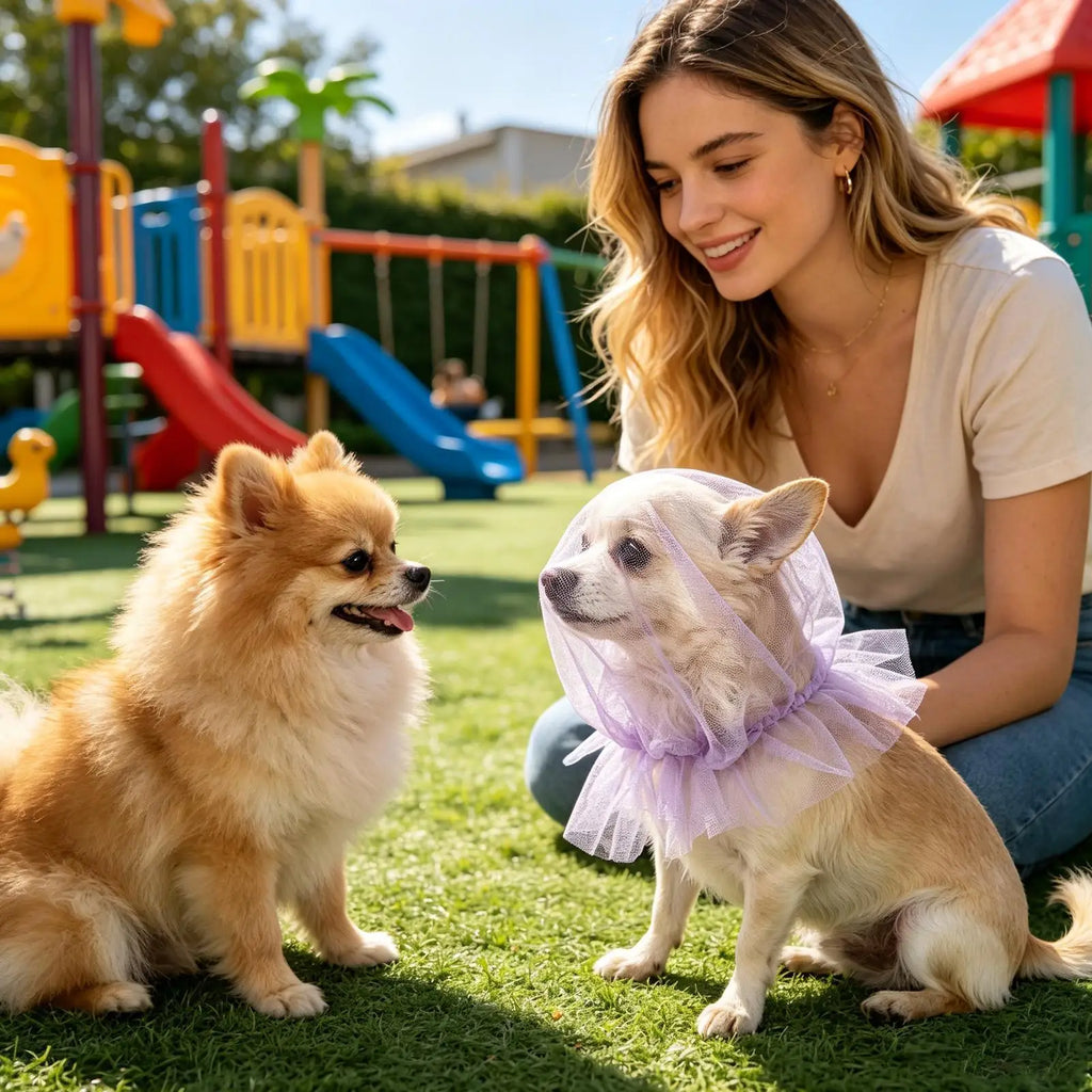 26x20cm Breathable Dog Anti Eating Mouth Cover Soft Mesh Head Protector for Small Medium Dog Kitten Outdoor Home Adjustable Vue