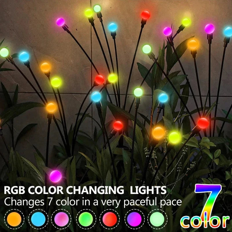 10 LED Solar Firefly Starburst Lights RGB IP65 Waterproof Outdoor Garden Lights Landscape Stake Lamp for Path Yard Patio Decor Vue