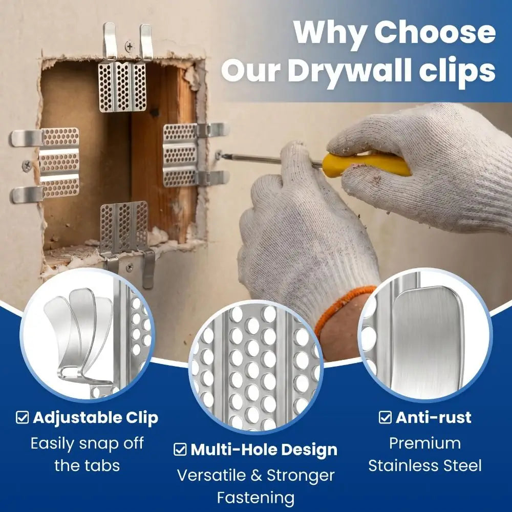 1/2 Inch Wall Repair Clips Stainless Steel Fasteners With Screws Hole Repair Patch Easy Install Strong Metal Metal Backing Clips Vue