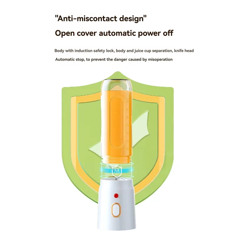 450Ml Blender Double Cup USB Rechargeable With 10-Blades Smart Safety Lock Automatic Power Off When Cover Is Openedabkw Vue