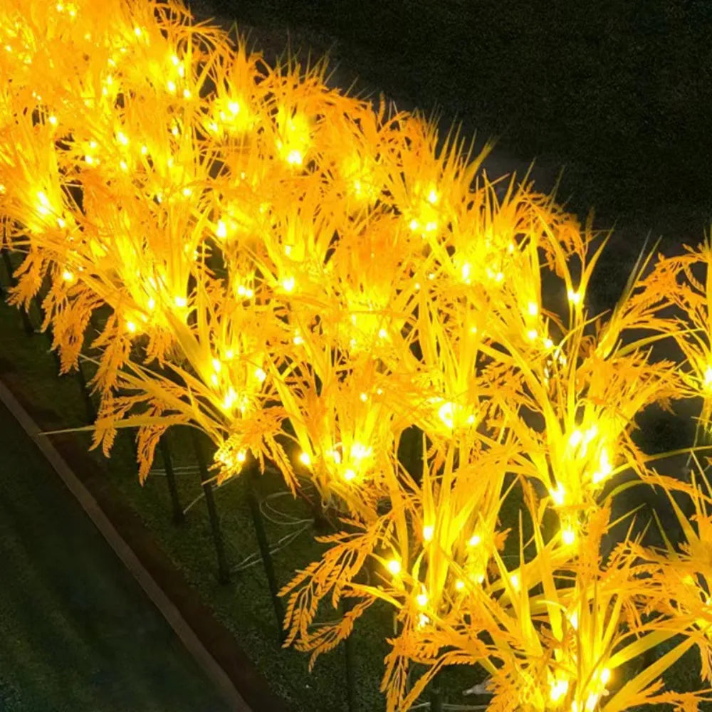 1PC Solar Powered Wheat Ear Garden Stake Lights Waterproof Warm White LED Pathway Lights for Outdoor Patio Yard Landscape Decor Vue