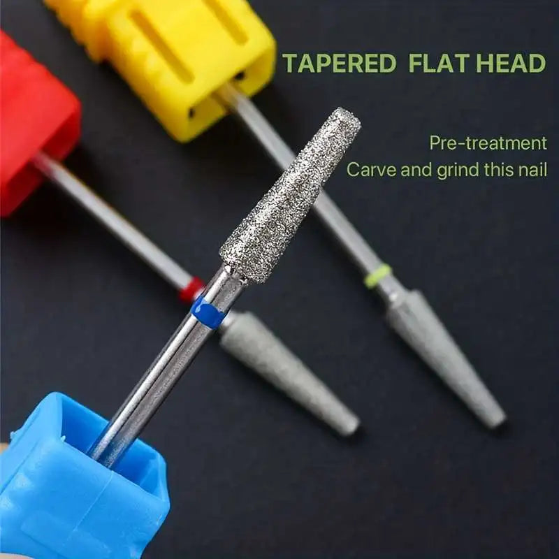 4PCS Tapered Diamond Nail Drill Bits Cuticle Clean Milling Cutter for Electric Manicure Drill Nails Accessories Vue