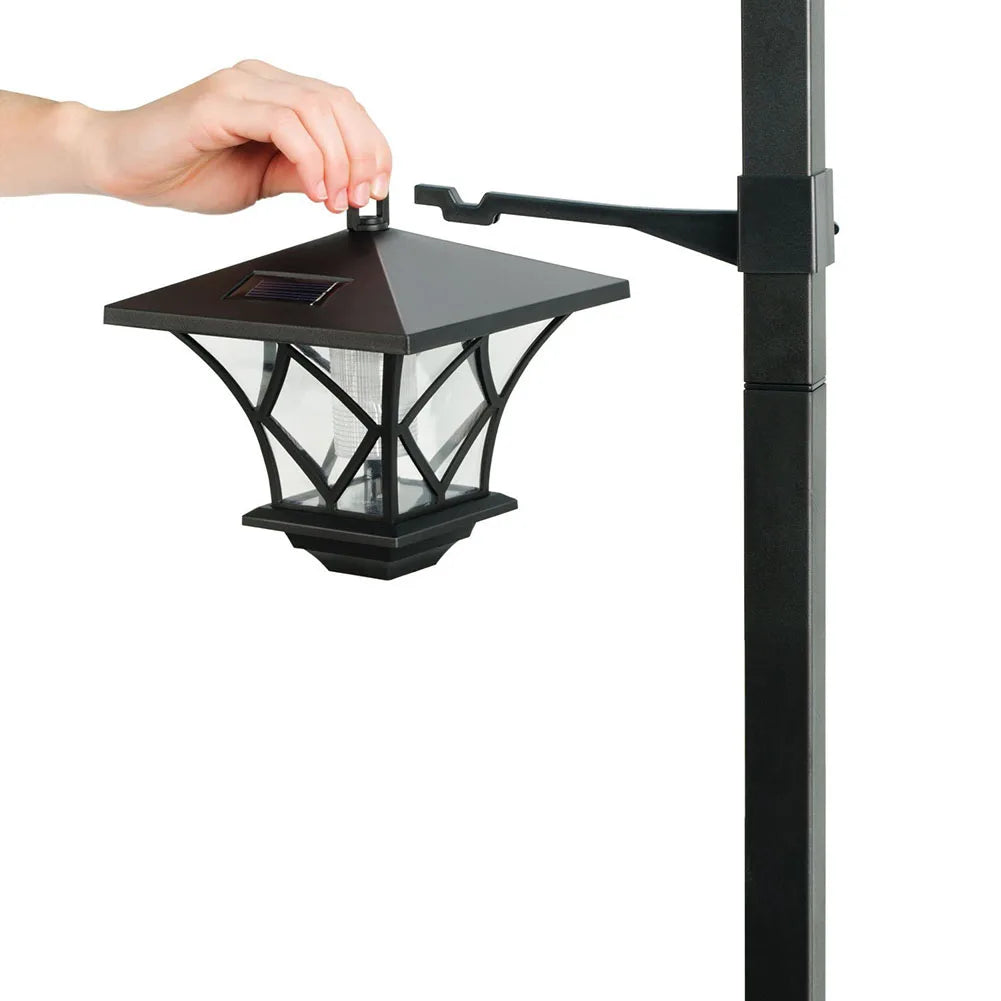 2 in 1 Solar Lamp Post Light Vintage Street Lights 1.5m Solar Street Lamp Decorative Floor Lamp for Front and Back Doors Vue
