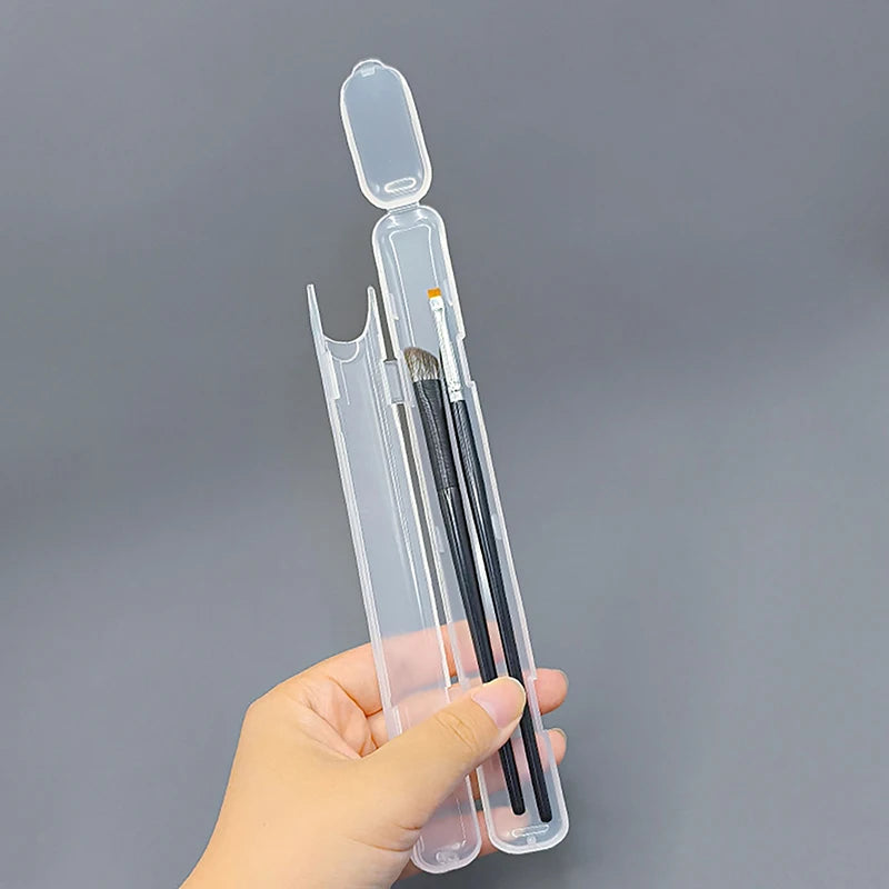 1PCS Portable Transparent Makeup Brush Storage Box With Cover Eyebrow Pencil Makeup Brushes Organizer Chopstick Case Beauty Tool Vue