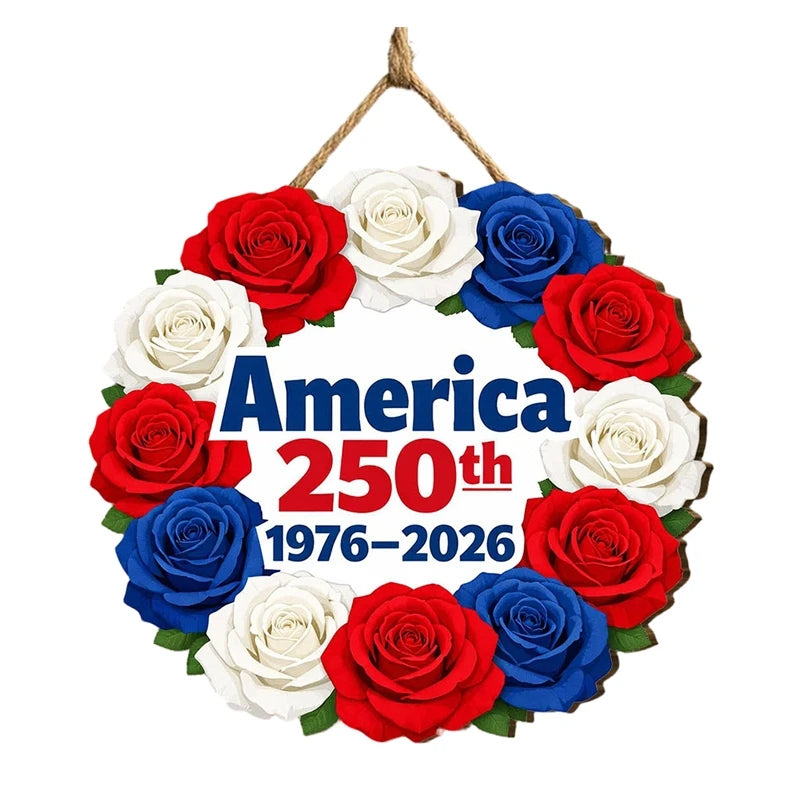 Wooden 250th Anniversary Door Plaque Rustic Patriotic Sign For Porch Wall Entry Decor Independence Day Gift For Family Couples Vue