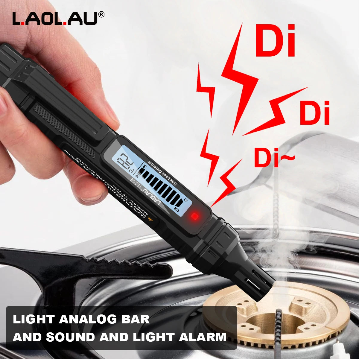 Portable Natural Gas Leak Detector Household Combustible Gas Tester Audible & Visual Alarm Detect Methane Propane Natural Gas Vue