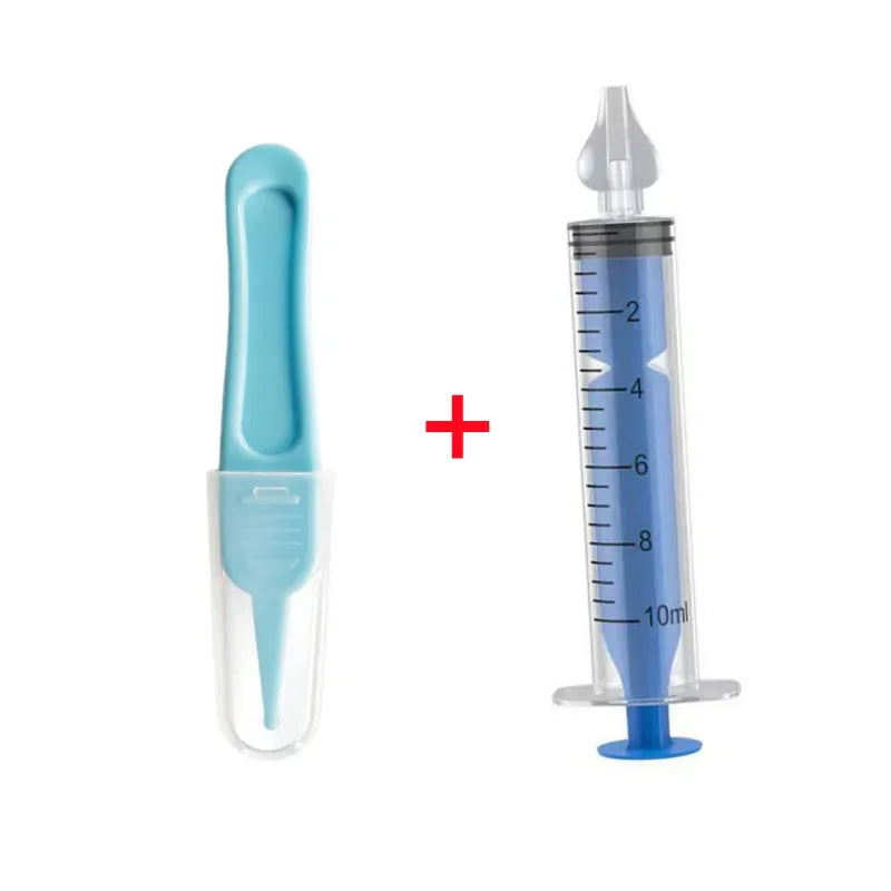 vvocci Nasal Professional Baby Aspirator with Nose Cleaning Tweezers Set Syringe Nasal with Tweezers for Newborn Infants Kids Vue B392 2PC Set C