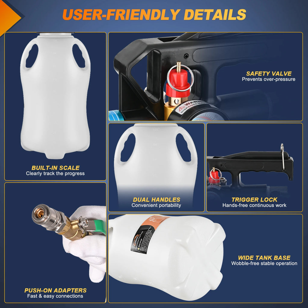 Transmission Fluid Pump Kit 10L Automotive Pneumatic Oil Fluid Extractor ATF Refill Dispenser Transfer Pump with 15 ATF Filler Adapters 2.6 Gal 2 Way Vacuum Fluid Evacuator Oil Change Tool Set Vue