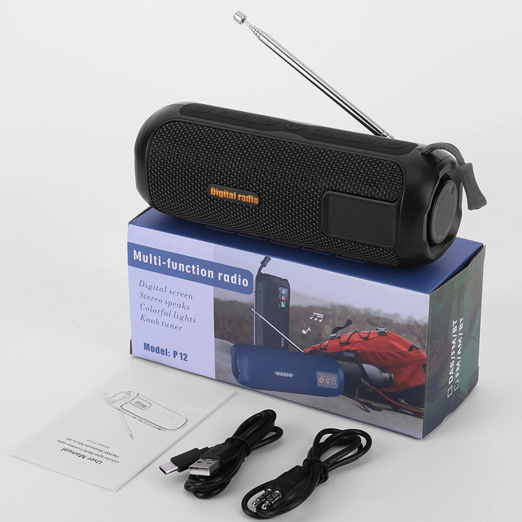 BT Speaker Portable Radio Support TF Card Rechargeable Radio for Home Kitchen Outdoor Vue
