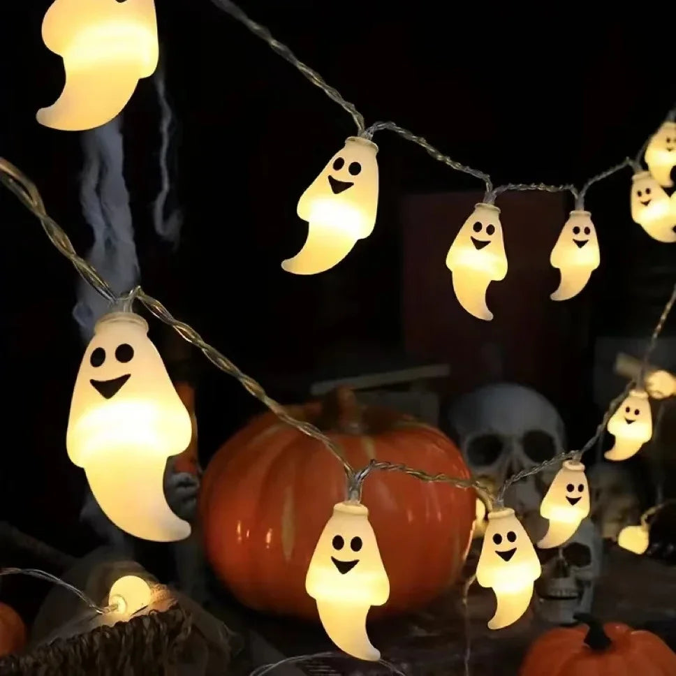 Halloween Haunted House Decor Ghost LED String Lamp Battery Powered Spooky Fairy Light For Home Horror Festival Party Decor Vue