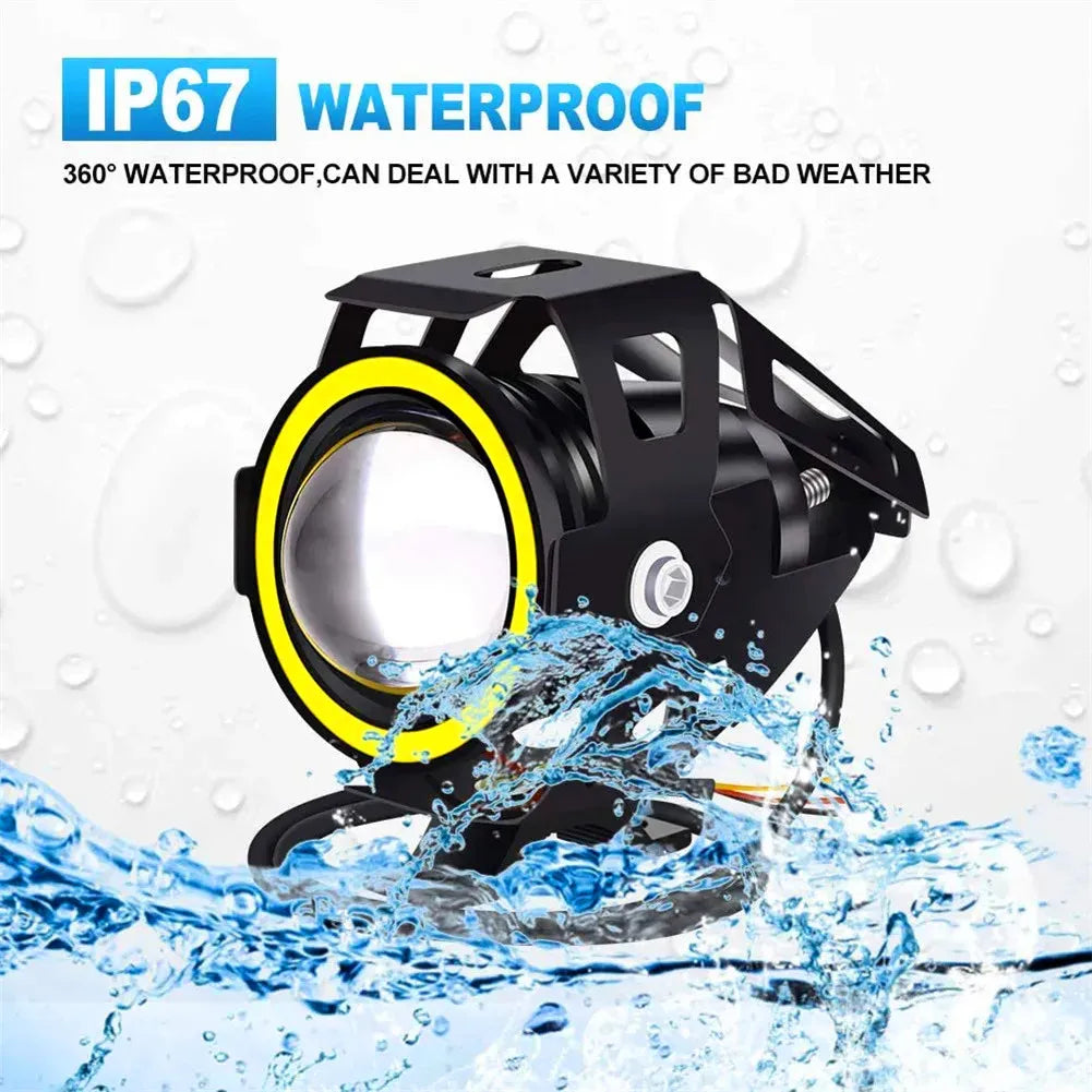 Motorcycle Headlight Fog Lights Super Bright Abgle Eyes Additional Spotlights Universal Moto Auxiliary U 7 Mini LED Driving Lamp Vue